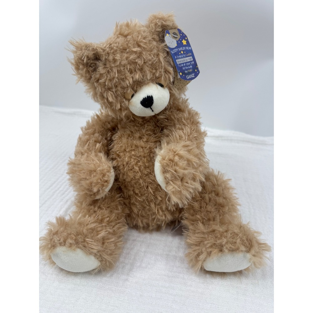 Ganz Sleepy Shelby Bear Plush Tan Shaggy Soft Teddy Bear H15267 15 inch Large